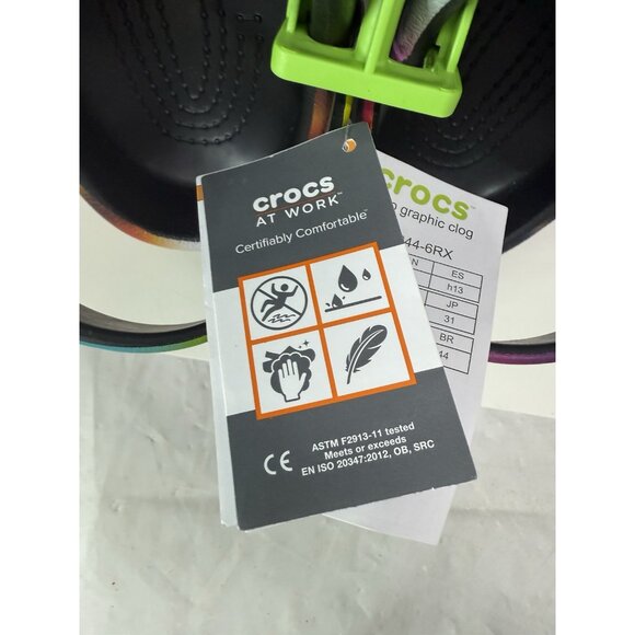 NWT Crocs at Work Slip Resistant Waterproof Shoe SZ 13 Chef Bistro Graphic Clog main image 12